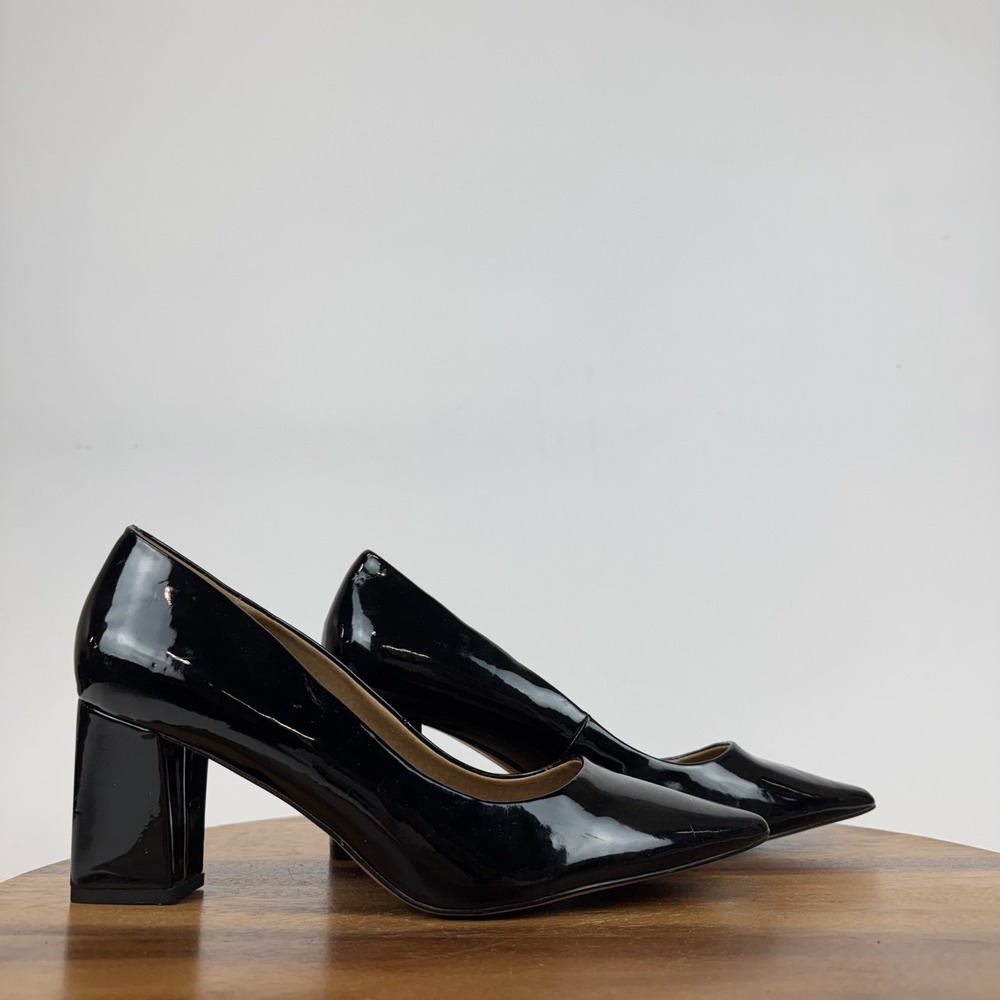 Womens Abound Adury Black Faux Patent Leather Formal Comfort Pumps Size 11 GUC